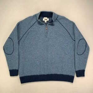 Joseph Abboud Wool Sweater Mens 3XL Blue 1/4‎ Zip Lambswool/Nylon Preppy Casual